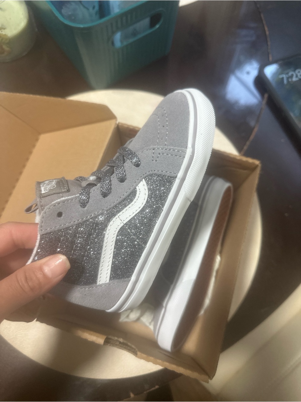Vans Kids Gray Glitter Sk8-Hi Reissue High Top Sneakers